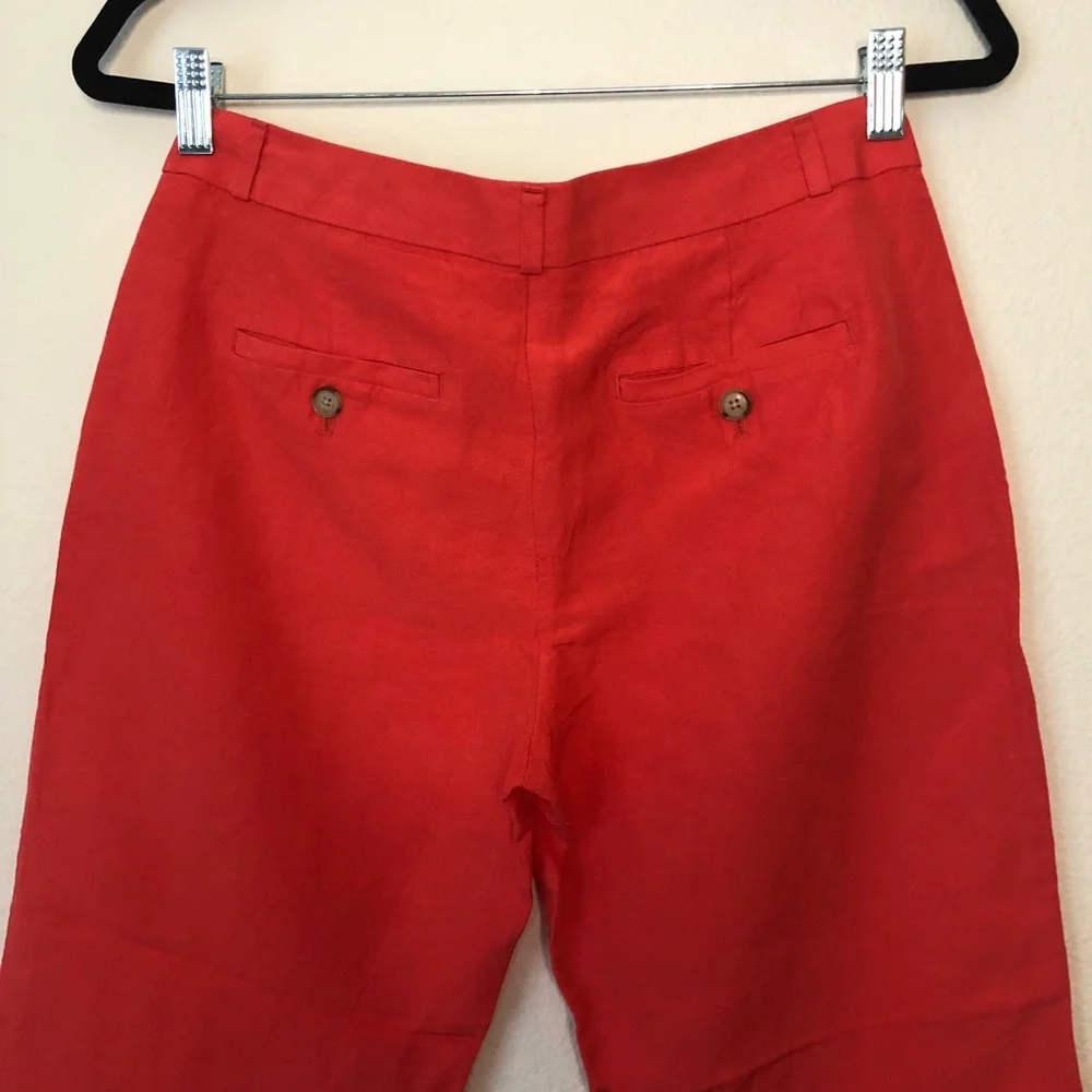 Banana Republic Logan Bright Orange Cropped Linen Pants Size 2